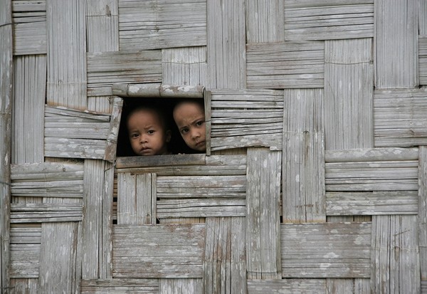 peeking out