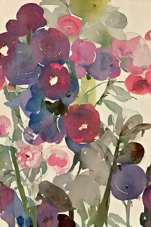 Pink and purple watercolor flowers