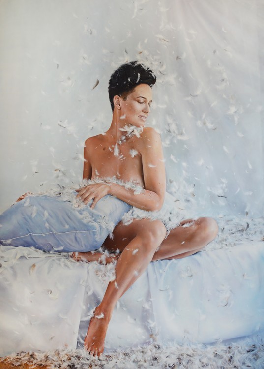 Girl with feathers