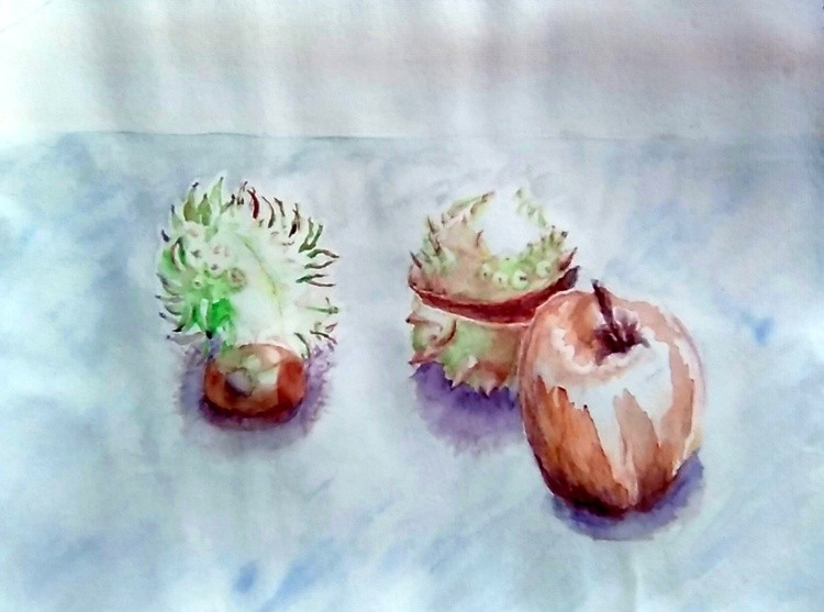 Chestnut Still Life Watercolor