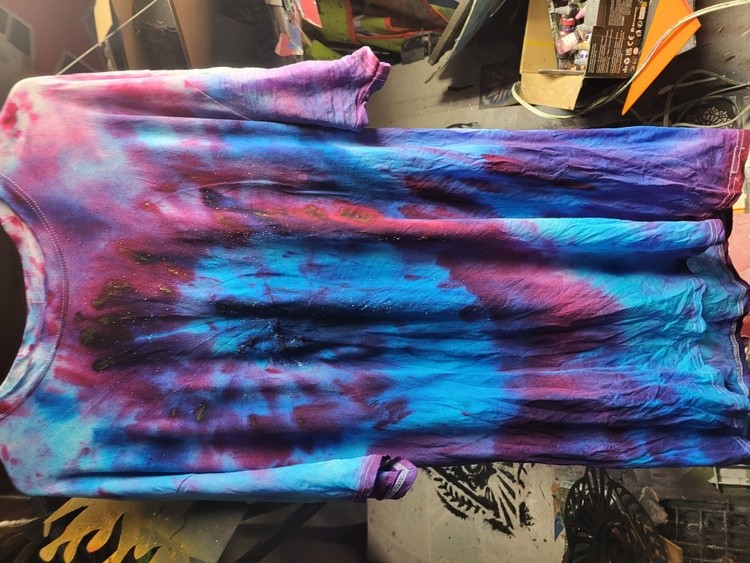 Robin egg Blue, turquoise and  fusha spiral Tiedye