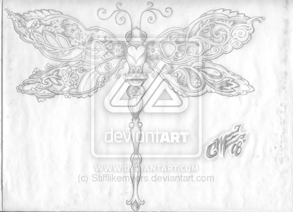Dragonfly paisley #4 Tattoo Design