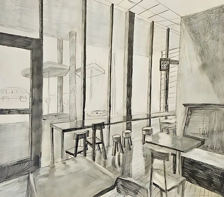 View of Streets from inside Cafe