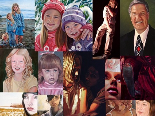 A collage of works