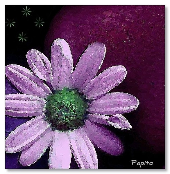 Behind the flower is the big planet.