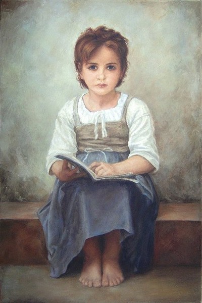 A Difficult Lesson - A Bougeureau Reproduction