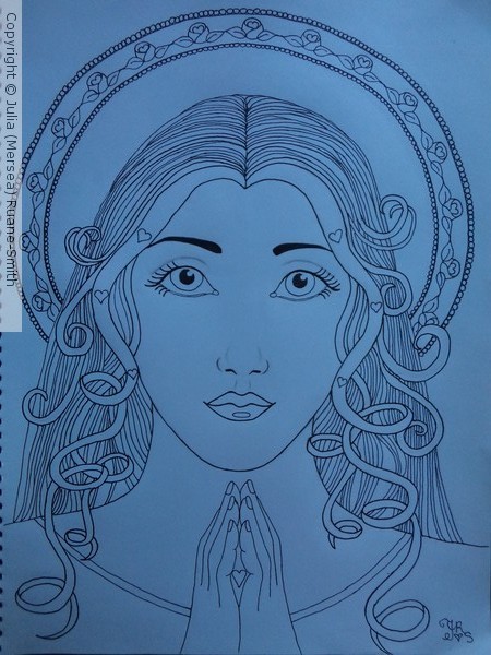 Black and White Sketch - Praying