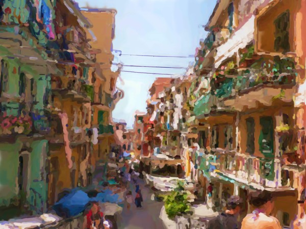 Cinque Terre Street Atmosphere Painting
