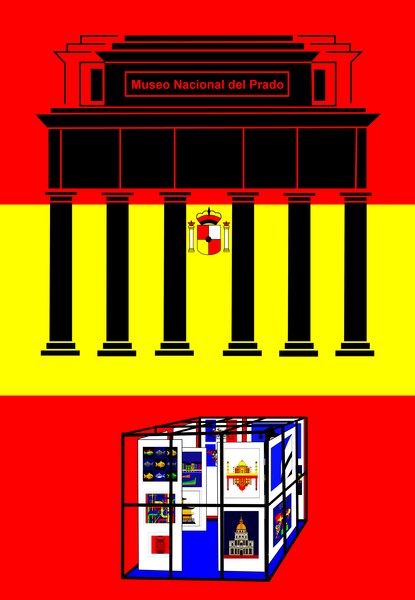 Cube in Madrid in front of Museo Nacional del Prado