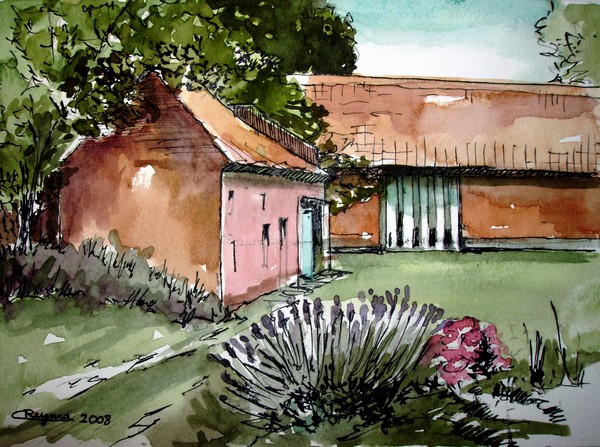 Little old farm (pen and watercolor)