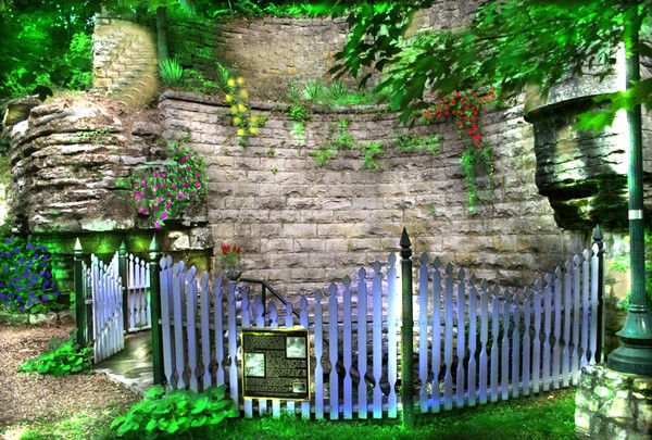 Blue Gate Around Springs with Garden