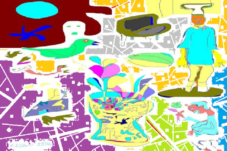 insanity ward and eggrolls...(c) 2006..elton houck...digital head mix from..ELTON'S ART TIME VAULT