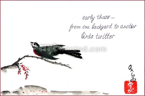 New Year's song. Haiga.