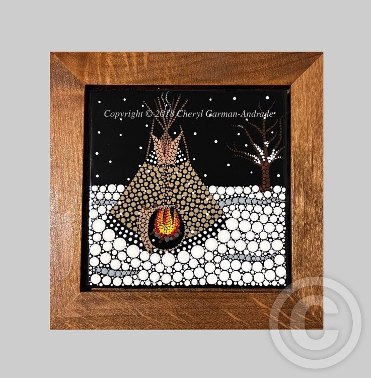 Winter Tipi Dot Art Ceramic Tile