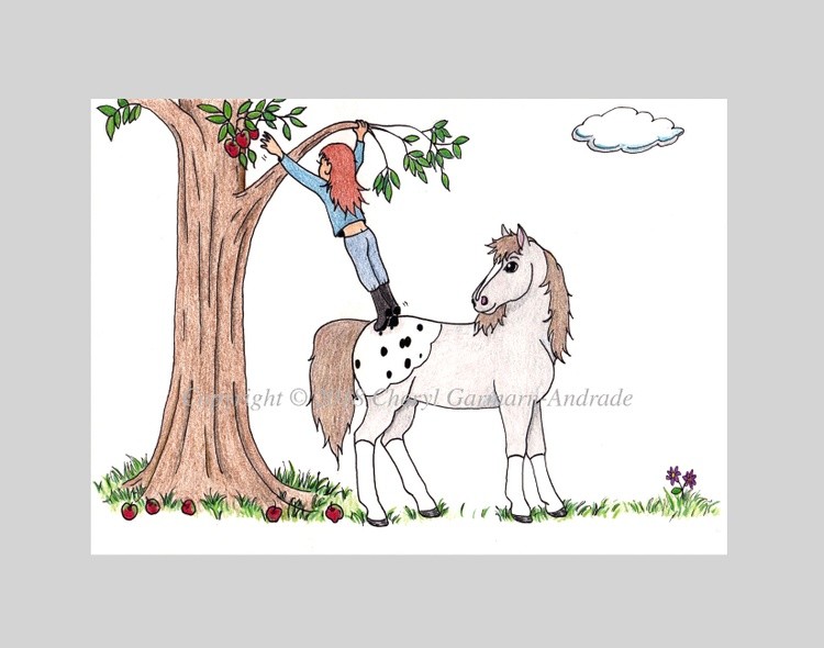 Poppy & Pepper Picking Apples Whimsical Illustration