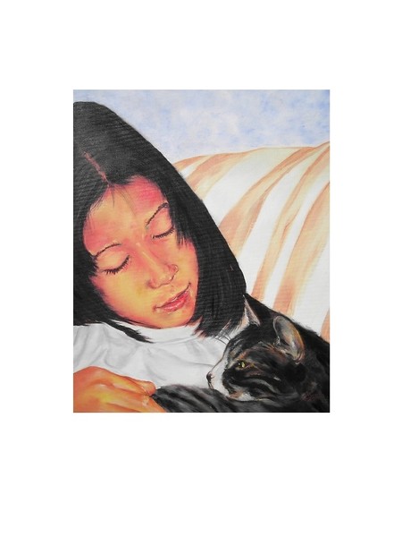 girl with cat