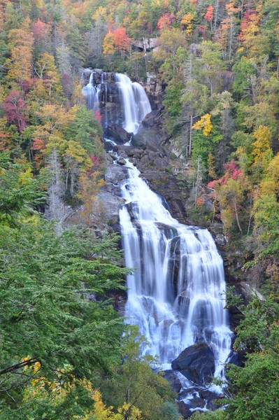vertical shot Whitewater Falls, NC