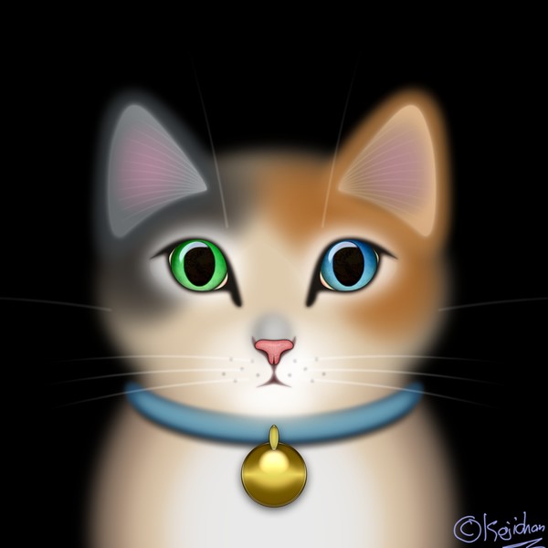 Digital Felt Painting - Calico Cat