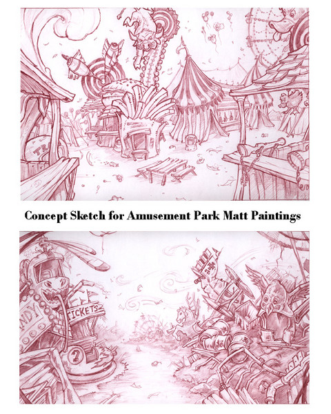 Spooky Amusement Park Sketches
