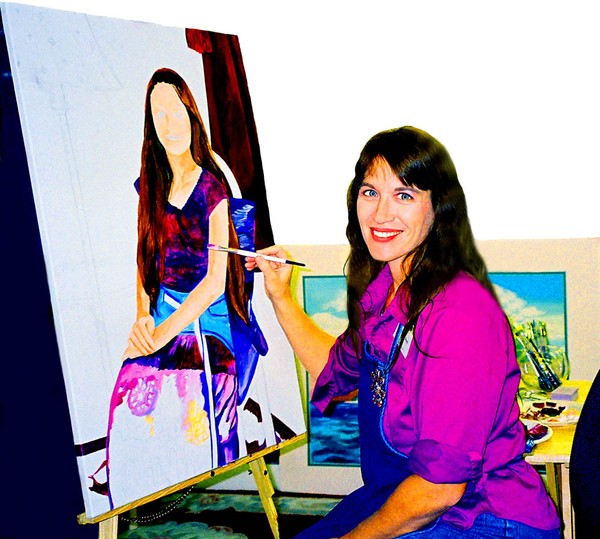 Sarah Dees painting her daughter's portrait