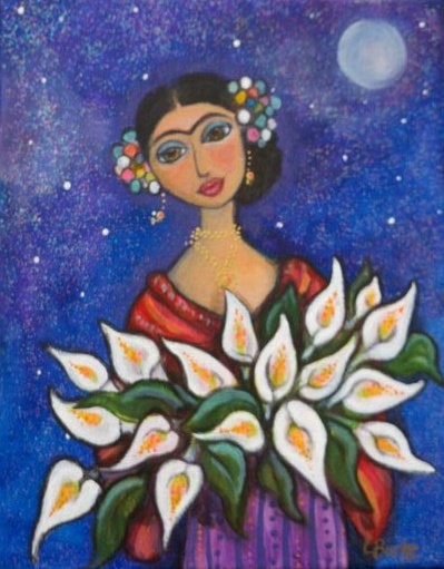 Frida with flowers