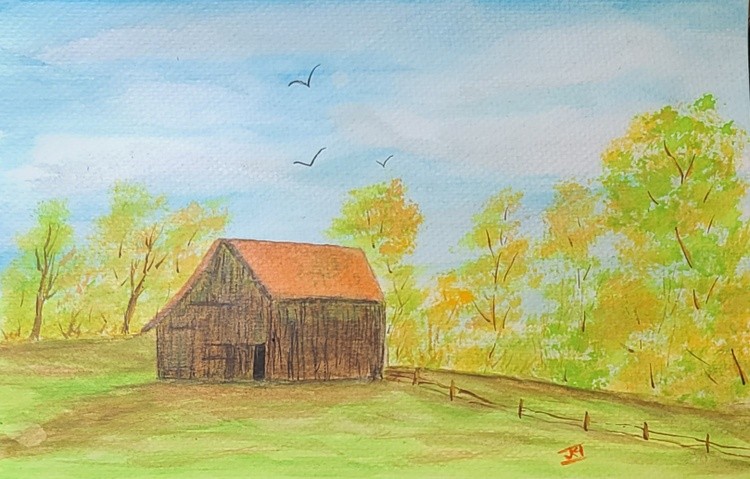 OLD BARN,  WATERCOLOR