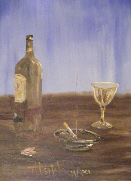 Breakfast wine and smoke