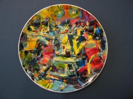 Musicians.28 x 28 cm.hand painted with porcelain p
