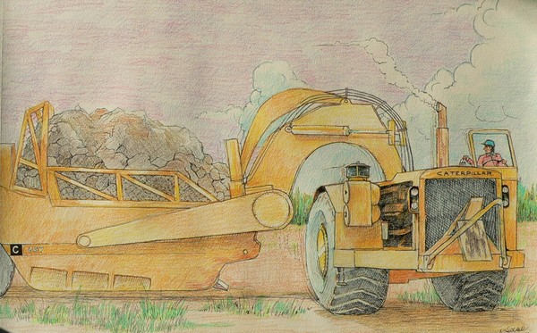 cat 657 loading in field