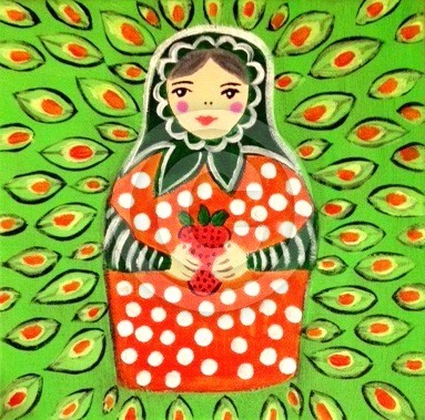 Russian doll with strawberry