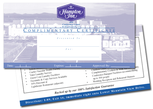 Hampton Inn Comp. Certificate