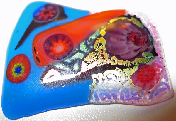 Fused Glass: Blue and Clear Rectangle