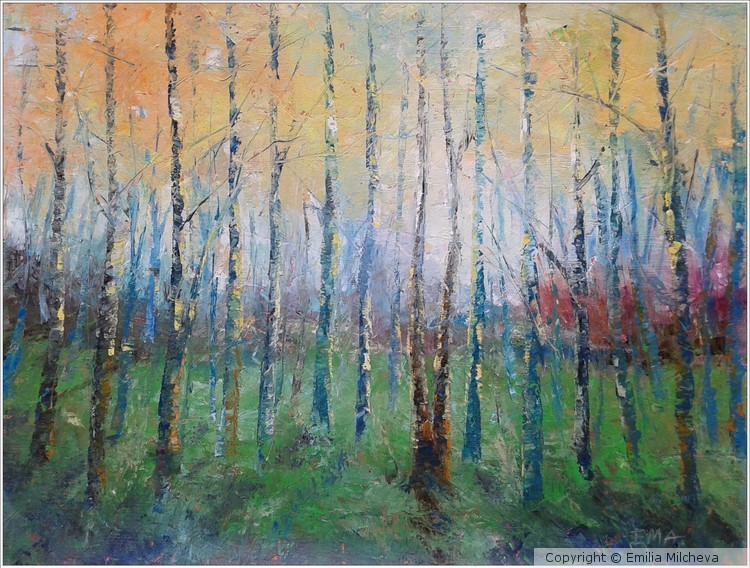 RHAPSODY IN BLUE original oil painting 70x50cm
