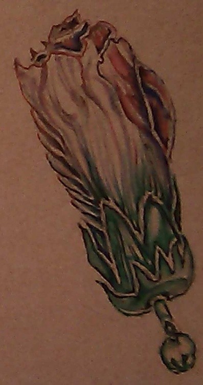 Hollyhock Bud Watercolor