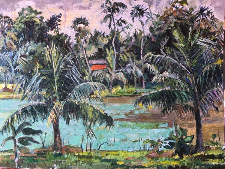 Palms at the pond in India