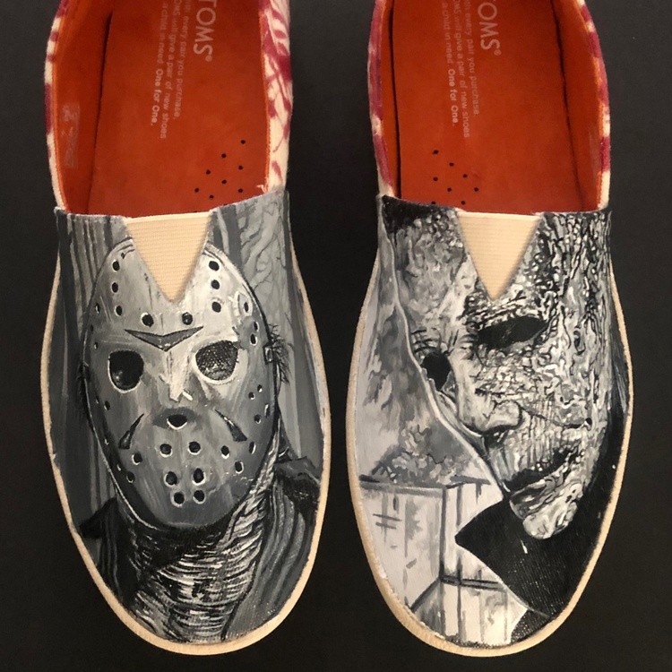 Custom hand painted horror slip ons