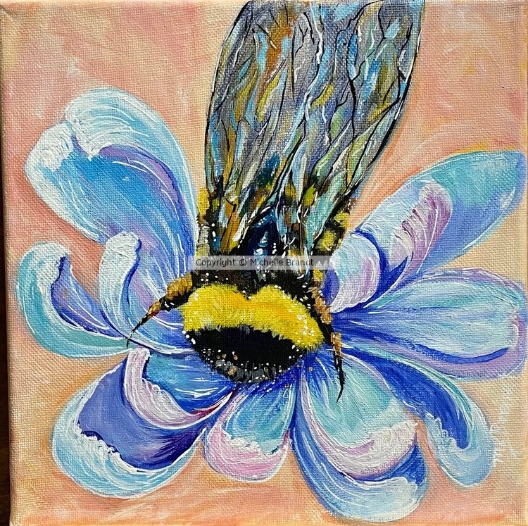 Bee on blue flower