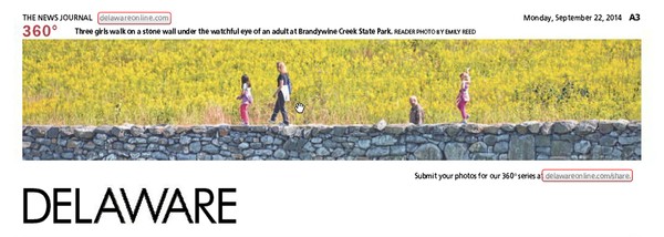 193rd News Journal Panorama-Girls Walk Stone Wall