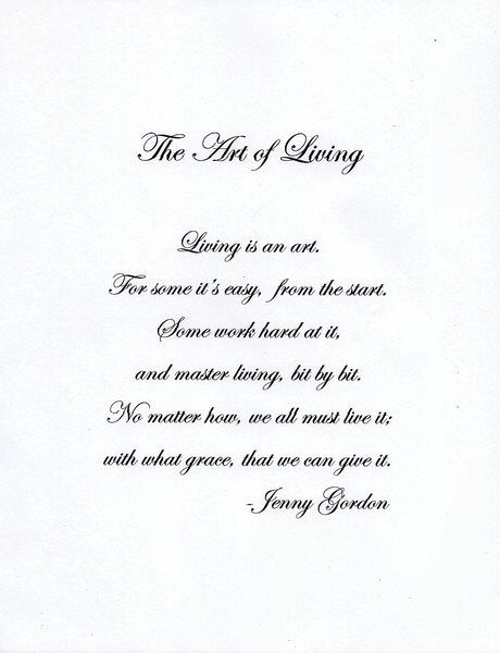 the ART of LIVING,  Poem