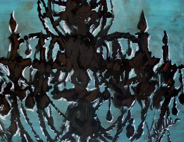 Brown Chandelier on blue