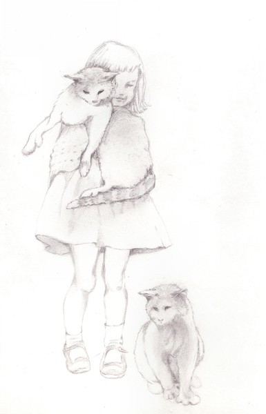Lizzie with cats