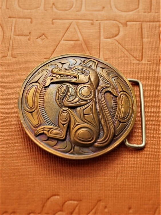 HAIDA Wolf Spirit Belt Buckle Bronze  . West Coast Native Art. Indigenous Art, Made in Canada