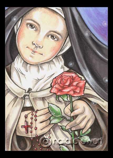 Saint Therese With Pink Rose