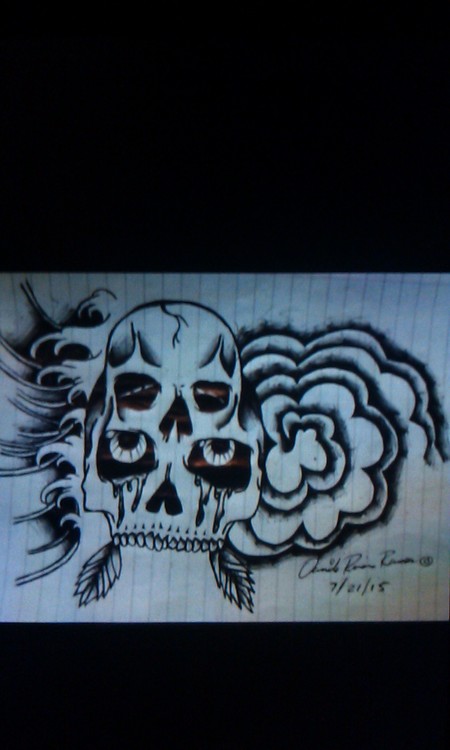 skull water clouds