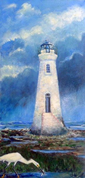 Historic Cockspur Lighthouse with Egret