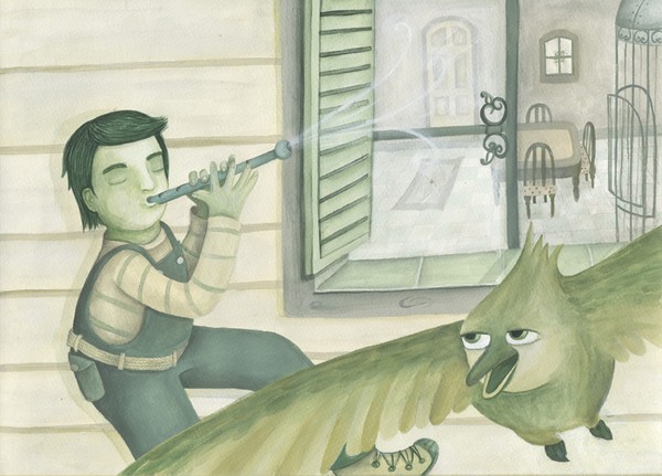 El hombre verde y su pájaro verde / The green man 