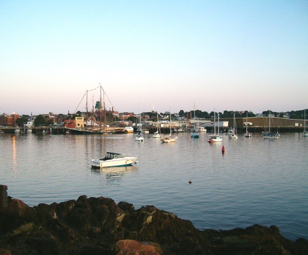 Gloucester Harbor with schooner