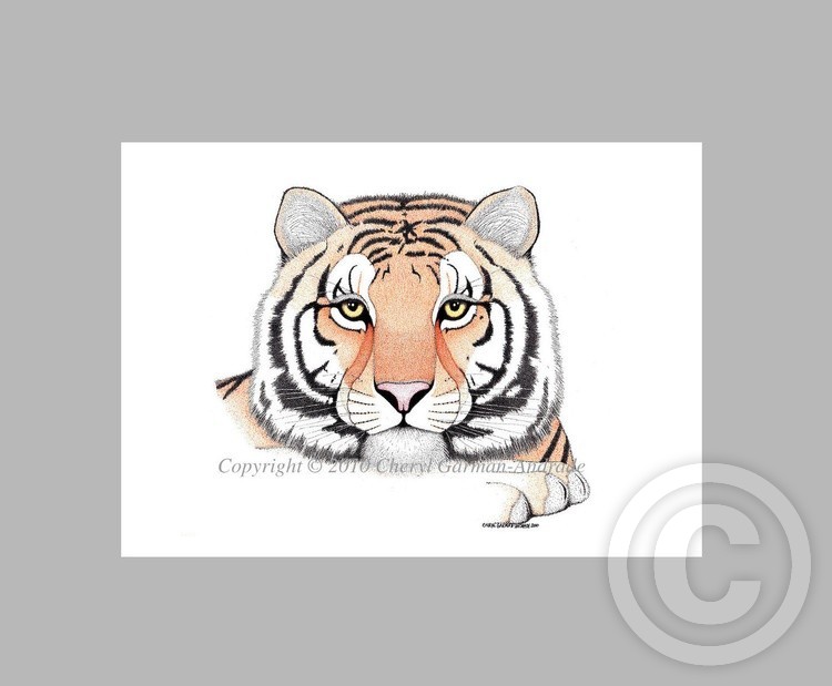 Siberian Tiger Pen and Ink Pointillism