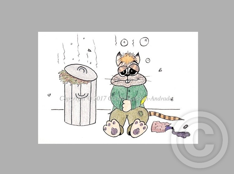 Whimsical Bumkin the Drunkard Cat Illustration