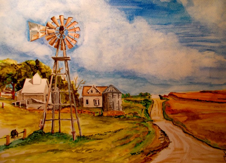 Country Road with Windmill